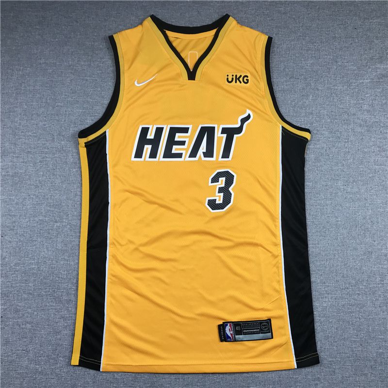 Men Miami Heat #3 Wade Yellow 2021 Nike Playoff bonus NBA Jersey